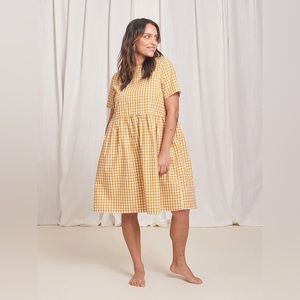 Tradlands Nico dress in gingham marigold